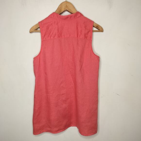 J. Jill Love Linen Sleeveless Shirt Button Up Hi Low Hem - Picture 8 of 8